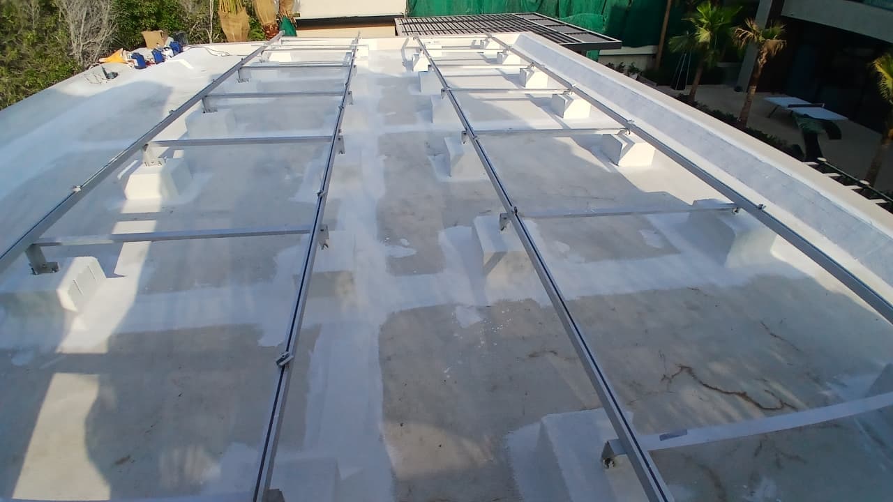 Villa roof before the works, with the old stained covering